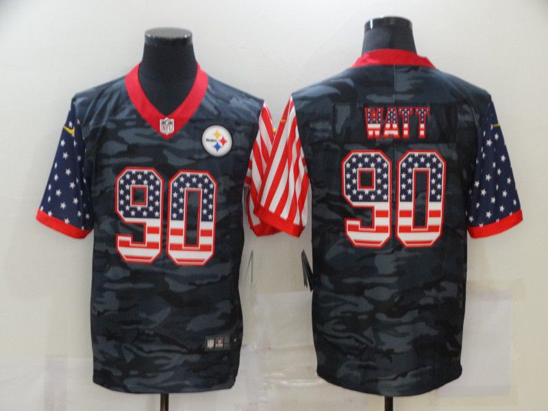 Men Pittsburgh Steelers #90 Watt Camouflage national flag Nike Limited NFL Jersey